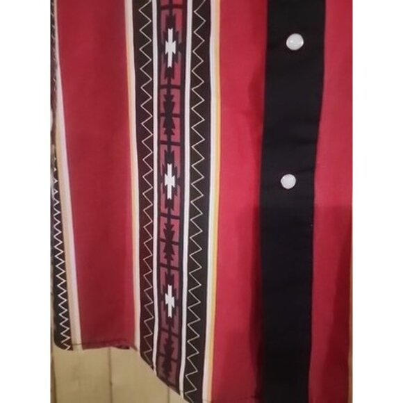 VTG Steer West Western Pearl Snap Down Long Sleeve Shirt Size L Red Black Navajo - Picture 5 of 15